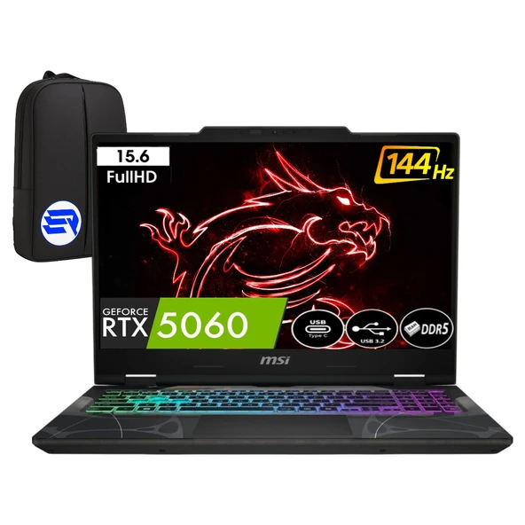 Msi Cyborg 15 B2RWFKG-208XTR Intel Core 7-240H 16GB Ram 1tb SSD RTX5060 15.6'' Full Hd 144Hz WIN11 Pro + Elektropasaj Çanta ürün görseli 1