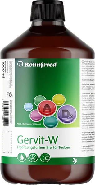 Röhnfried Gervit-W Kuşlar Için Multivitamin 30 ml (SIZDIRMAZ KAPAKLI CAM ŞİŞE - ORİJİNAL ŞİŞEDEN BÖL ürün görseli 1