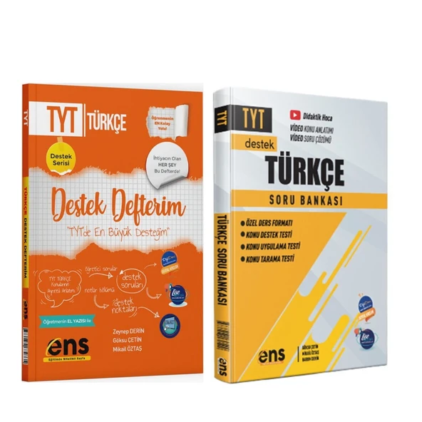 ENS Yayıncılık TYT Türkçe Destek Defterim ve Soru Bankası Seti 2 Kitap ürün görseli 1