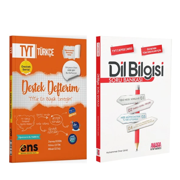 ENS Yayıncılık TYT Türkçe Destek Defterim ve AKM Dil Bilgisi Soru Bankası Seti 2 Kitap ürün görseli 1