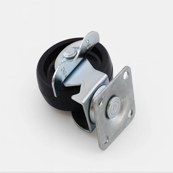 Tablalı Dönerli Frenli Mobilya Tekerleği 50 mm Siyah Metal Gövde Dayanıklı Taşıma Kapasiteli Teker ürün görseli 1