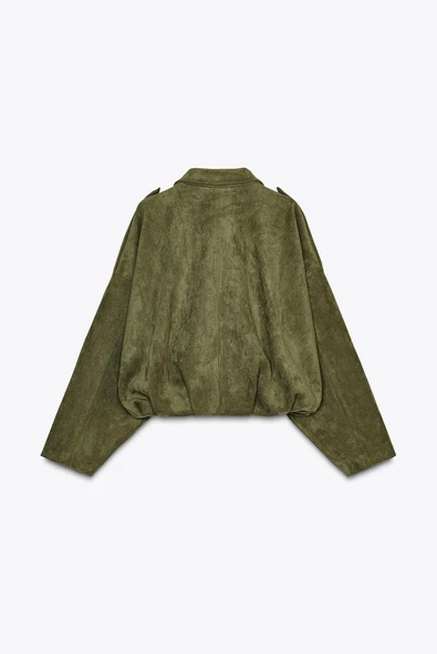 Süet Apoletli Bomber Ceket - Resim 2