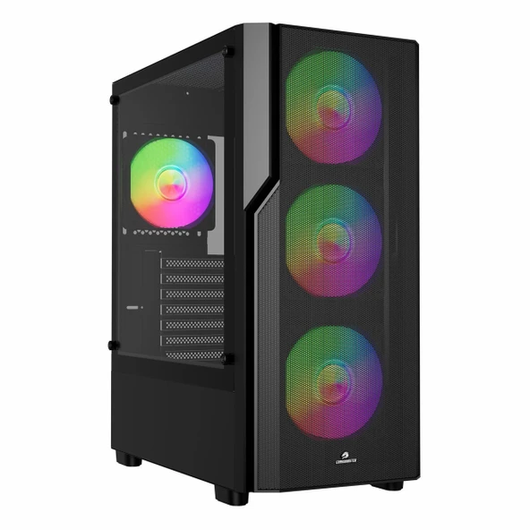 GameBooster Crux GB-E650B 650W 80+ White USB 3.2 LED eATX Mid Tower Siyah Kasa ürün görseli 1