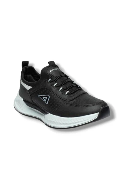 Acropol 137-26 Deri Anatomik Erkek Sneaker Siyah Gümüş ürün görseli 1