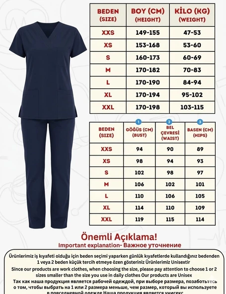 DOKTOR HEMŞİRE SCRUBS ÜNİFORMA LİGRALI - Resim 3