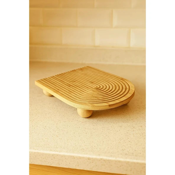 Bambu Dekoratif Top Ayaklı Sunum Tabağı, Servis Tabağı, (23 X 33 cm) ürün görseli 1