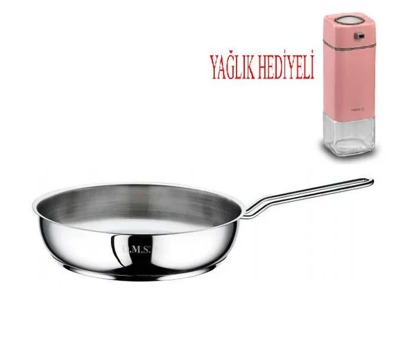 Çelik Tava 26x6 CM Ve Pembe Sosluk Yağlık ürün görseli 1