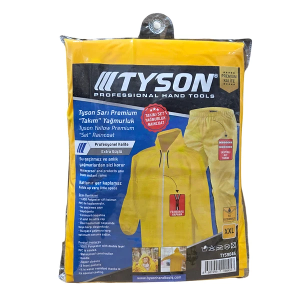 TYSON PREMIUM TAKIM YAĞMURLUK Sarı XXL 50 ADET ürün görseli 1