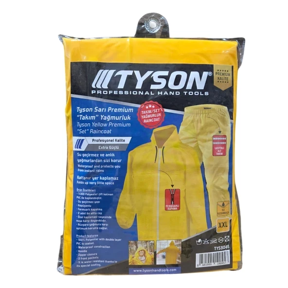 Tyson Premıum Takım Yağmurluk Sarı Xxl 10 Adet 2XL ürün görseli 1