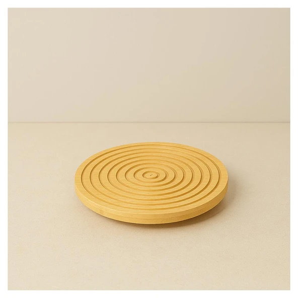Bambu Dekoratif Yuvarlak Sunum Tabağı, 360 Derece Dönebilen Servis Tabağı, (28 X 28 cm) ürün görseli 1