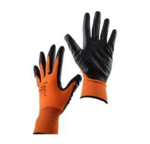İşçi Eldiveni L No:10 Polyester Örme Nitril Eldiven TURUNCU RENK (5 Lİ) ürün görseli 1