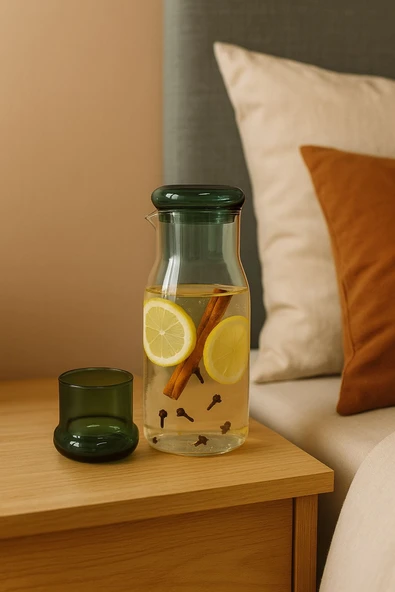 Borosilikat Cam Sürahi/Başucu Sürahi, Bardaklı, 950 ml ürün görseli 1