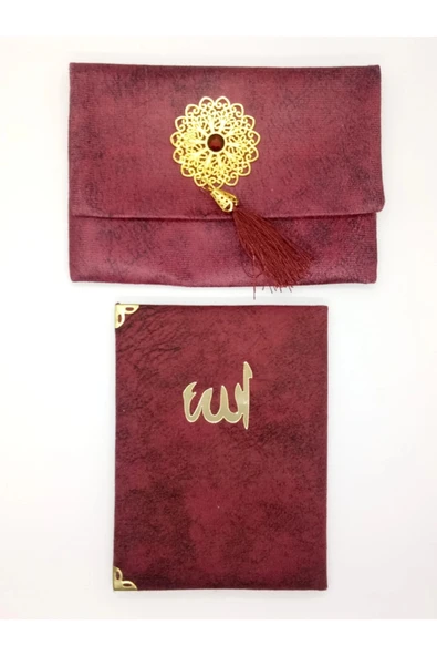 Lüks Çantalı Kadife Kaplı Yasin ( Bordo ) ürün görseli 1