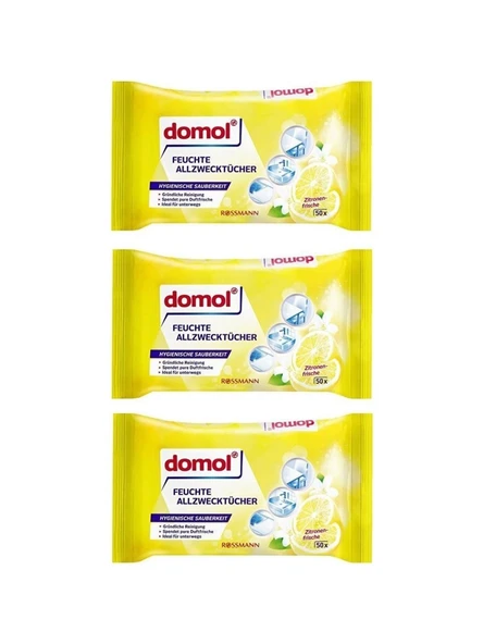 Domol Rossmann 3'lü Islak Temizlik Bezi Çok Amaçlı, Limon Kokulu 50 Adet ürün görseli 1