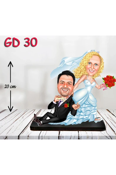 Kişiye Özel Ahşap Biblo - Gelin Damat Biblo 11 ( 3D Biblo ) ürün görseli 1