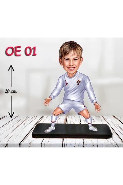 Kişiye Özel Ahşap Biblo - Erkek Çocuk Karikatür Biblo - Futbolcu Biblo ürün görseli 1