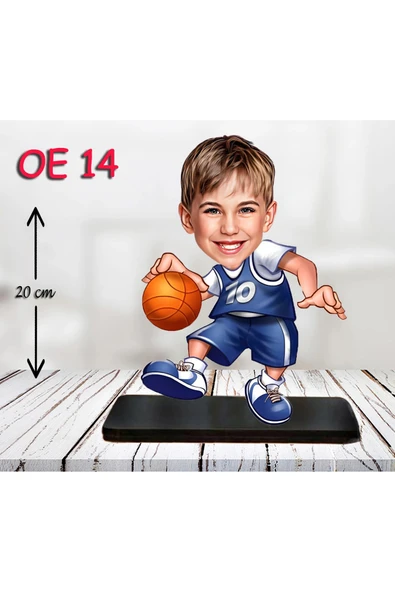 Kişiye Özel Ahşap Biblo - Erkek Çocuk Karikatür Biblo - Basketbolcu Biblo 3 ürün görseli 1