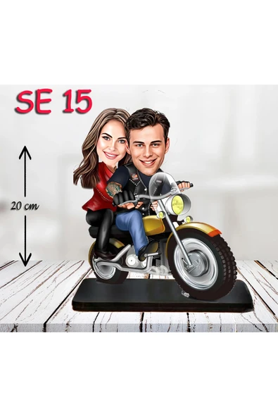 Kişiye Özel Ahşap Biblo - Motor Kullanan Çift 2 ürün görseli 1
