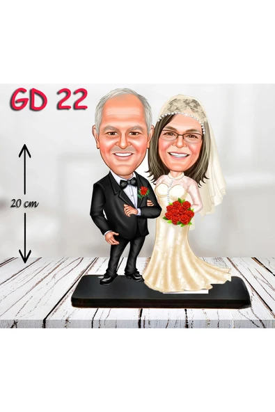 Kişiye Özel Ahşap Biblo - Gelin Damat Biblo 3 ( 3D Biblo ) ürün görseli 1