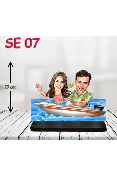 Kişiye Özel Ahşap Biblo - Jetski Kullanan Çift ürün görseli 1