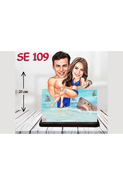 Kişiye Özel Ahşap Biblo - Köpek Balığı Temalı Biblo ( 3D Biblo ) ürün görseli 1