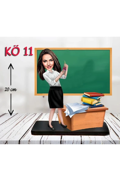 Kişiye Özel Ahşap Biblo - Kadın Öğretmen Karikatür Biblo - Öğretmen Biblo 11 ürün görseli 1
