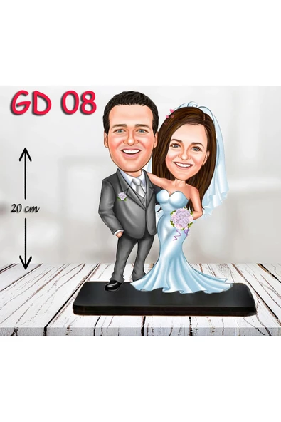 Kişiye Özel Ahşap Biblo - Gelin ve Damat Biblo 8 ( 3D Biblo ) ürün görseli 1