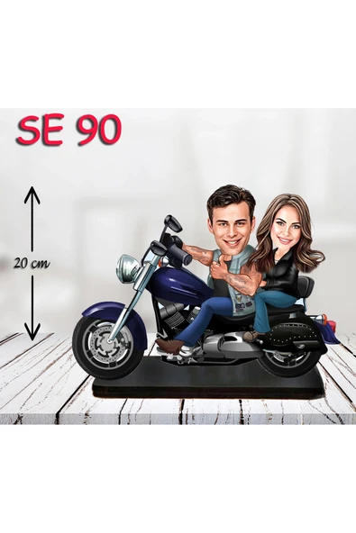 Kişiye Özel Ahşap Biblo - Motor Kullanan Çift 4 ürün görseli 1