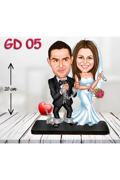 Kişiye Özel Ahşap Biblo - Gelin ve Damat Biblo 5 ( 3D Biblo ) ürün görseli 1