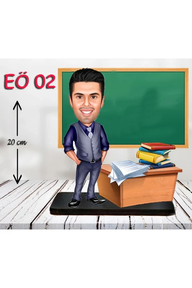 Kişiye Özel Ahşap Biblo - Erkek Öğretmen Karikatür Biblo - Öğretmen Biblo 2 ürün görseli 1
