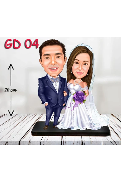 Kişiye Özel Ahşap Biblo - Gelin ve Damat Biblo 4 ( 3D Biblo ) ürün görseli 1