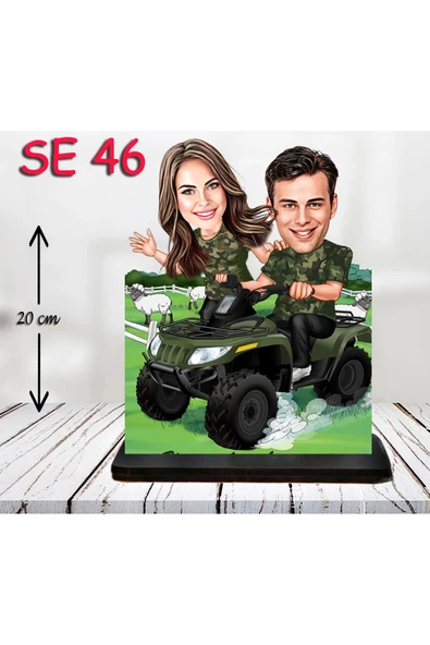 Kişiye Özel Ahşap Biblo - ATV Kullanan Çift ürün görseli 1
