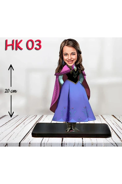 Kişiye Özel Ahşap Biblo - Kız Çocuk Karikatür Biblo - Kahraman 3 ürün görseli 1