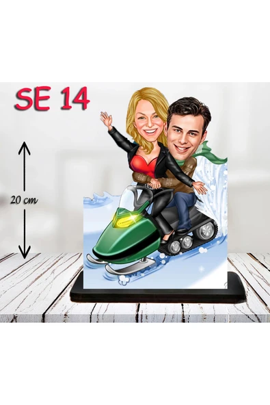Kişiye Özel Ahşap Biblo - Kar Motoru Kullanan Çift 2 ürün görseli 1