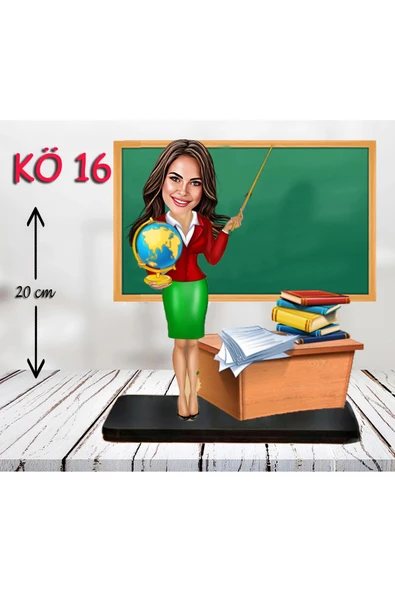 Kişiye Özel Ahşap Biblo - Kadın Öğretmen Karikatür Biblo - Öğretmen Biblo 16 ürün görseli 1