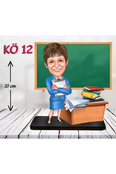 Kişiye Özel Ahşap Biblo - Kadın Öğretmen Karikatür Biblo - Öğretmen Biblo 12 ürün görseli 1
