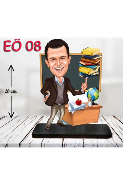 Kişiye Özel Ahşap Biblo - Erkek Öğretmen Karikatür Biblo - Öğretmen Biblo 8 ürün görseli 1