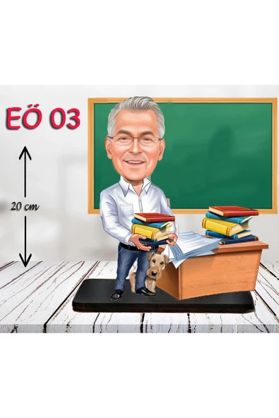 Kişiye Özel Ahşap Biblo - Erkek Öğretmen Karikatür Biblo - Öğretmen Biblo 3 ürün görseli 1
