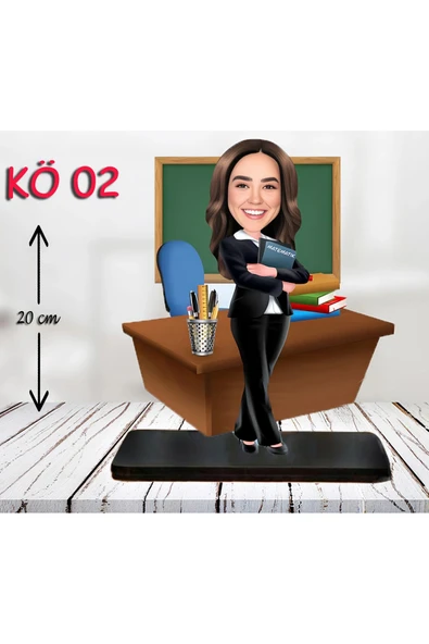 Kişiye Özel Ahşap Biblo - Kadın Öğretmen Karikatür Biblo - Öğretmen Biblo 2 ürün görseli 1