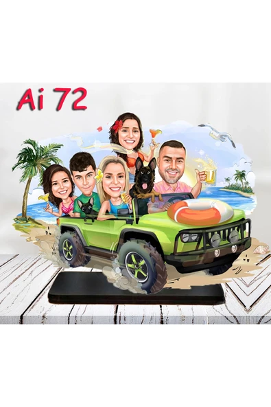 Kişiye Özel Ahşap Biblo - Aile Karikatür Biblo - 5 Kişilik Aile Biblo 10 ürün görseli 1