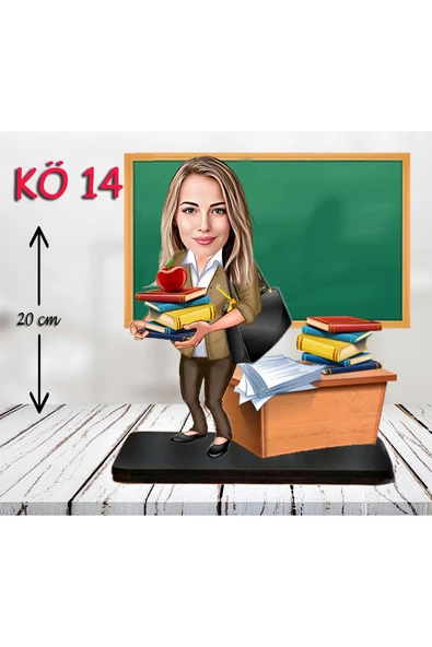 Kişiye Özel Ahşap Biblo - Kadın Öğretmen Karikatür Biblo - Öğretmen Biblo 14 ürün görseli 1