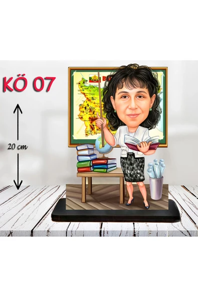 Kişiye Özel Ahşap Biblo - Kadın Öğretmen Karikatür Biblo - Öğretmen Biblo 7 ürün görseli 1