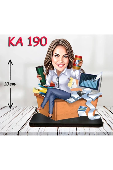 Kişiye Özel Ahşap Biblo - Masa Başı Karikatür Biblo - Kadın Biblo 13 ürün görseli 1