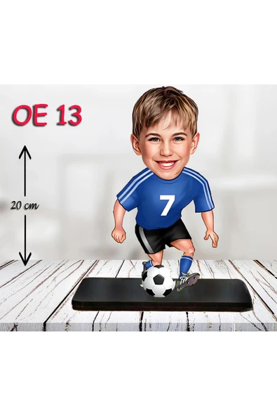 Kişiye Özel Ahşap Biblo - Erkek Çocuk Karikatür Biblo - Futbolcu Biblo 2 ürün görseli 1