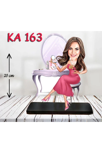 Kişiye Özel Ahşap Biblo - Süslü Kadın Karikatür Biblo 26 ürün görseli 1