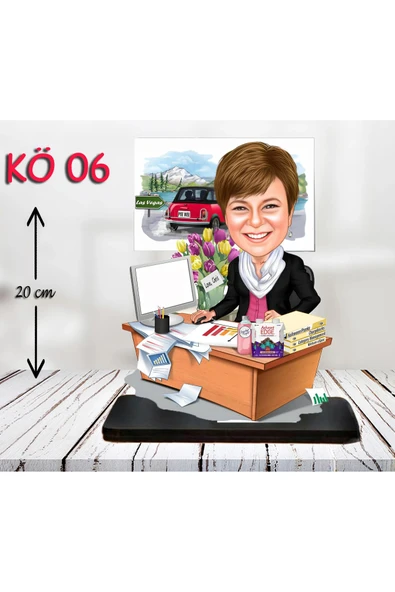 Kişiye Özel Ahşap Biblo - Kadın Öğretmen Karikatür Biblo - Öğretmen Biblo 6 ürün görseli 1