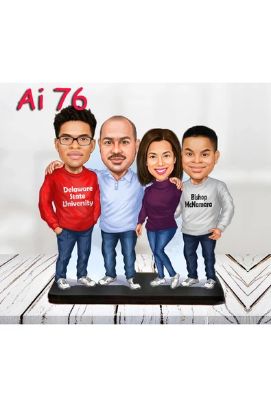 Kişiye Özel Ahşap Biblo - Aile Karikatür Biblo - 4 Kişilik Aile Biblo 33 ürün görseli 1