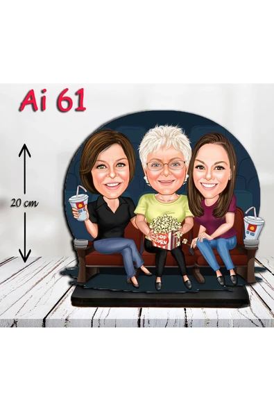 Kişiye Özel Ahşap Biblo - Aile Karikatür Biblo - 3 Kişilik Aile Biblo 17 ürün görseli 1