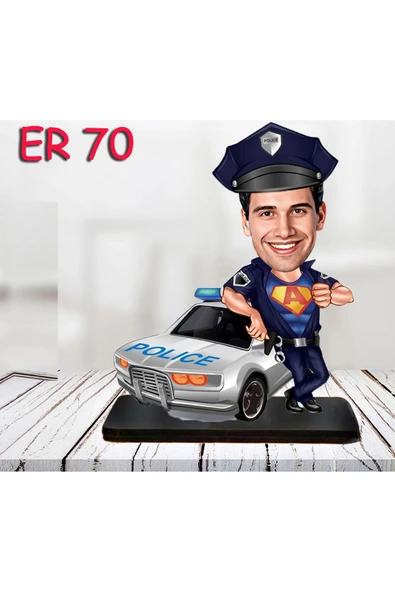 Kişiye Özel Ahşap Biblo - Erkek Polis Karikatür Biblo 8 ürün görseli 1