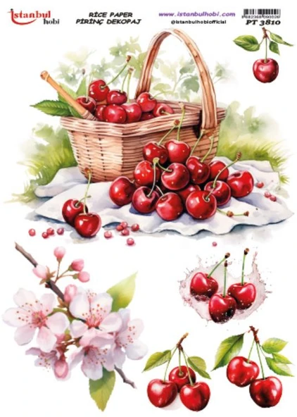 Pirinç Dekopaj Kağıdı 30x42cm PT-3810 Kiraz ürün görseli 1